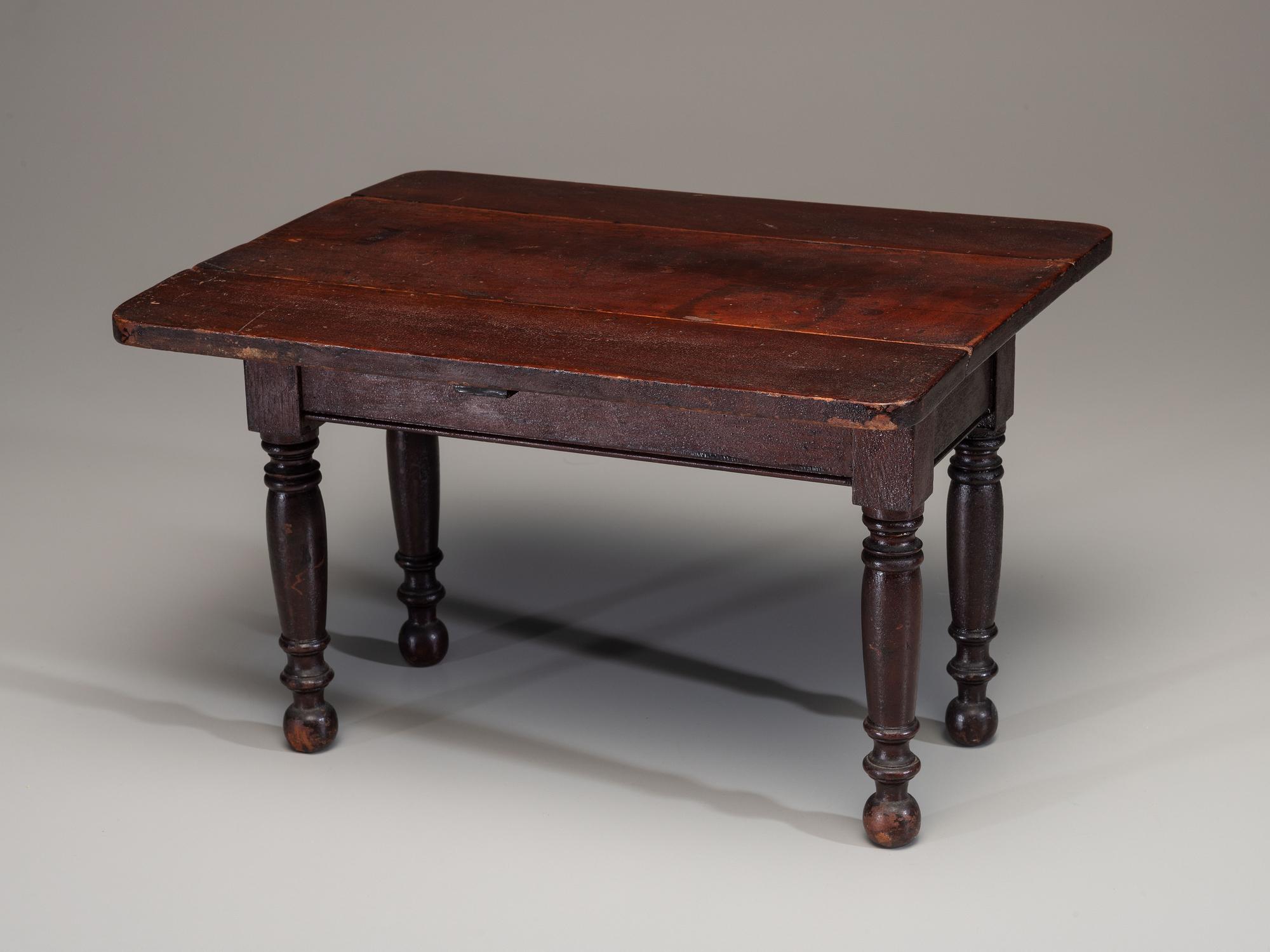 A Miniature Bow Front Chest of Drawers and Drop-Leaf Dining Table