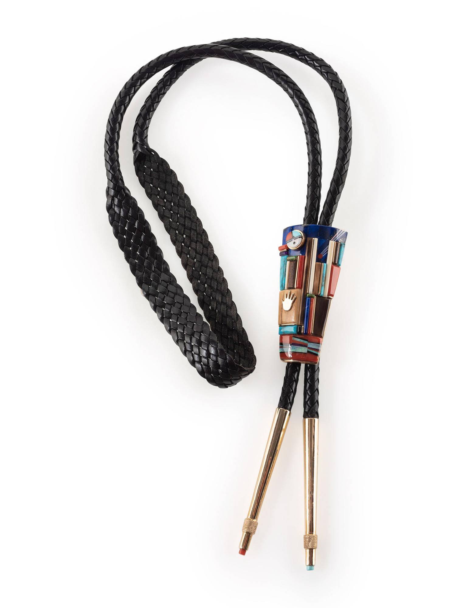 14k Gold and Mosaic Inlay Bolo Tie