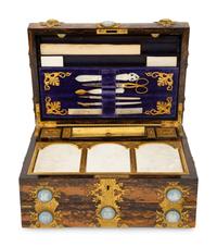 A Victorian Jasperware and Calamander Sewing/Writing Box by Mechi & Bazin