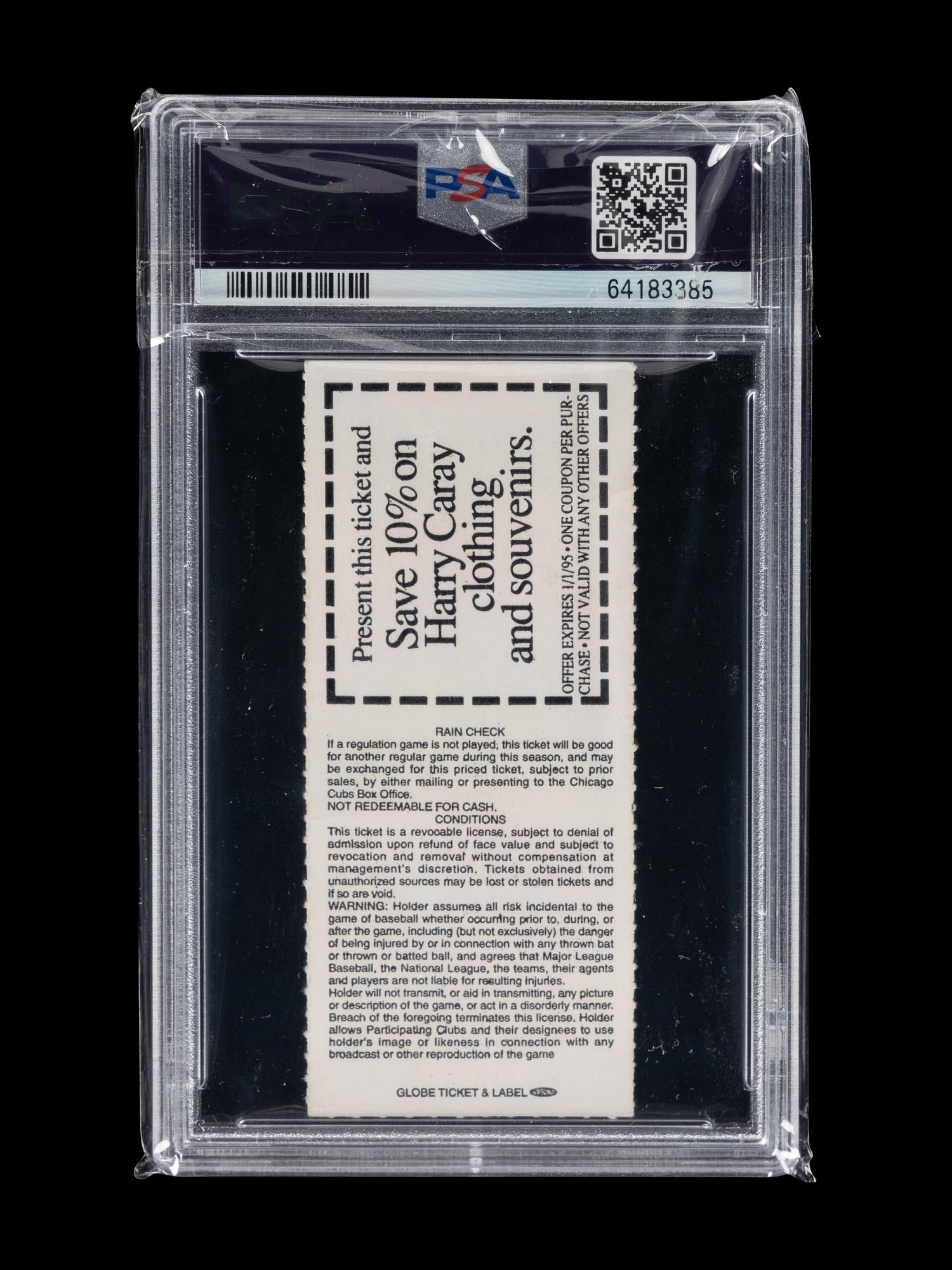 An April 7, 1994 Michael Jordan Chicago White Sox vs. Chicago Cubs Wrigley Field Ticket Stub (PSA 3 VG) and Program Scorecard (Jordan's Only MLB Game) - POP 6