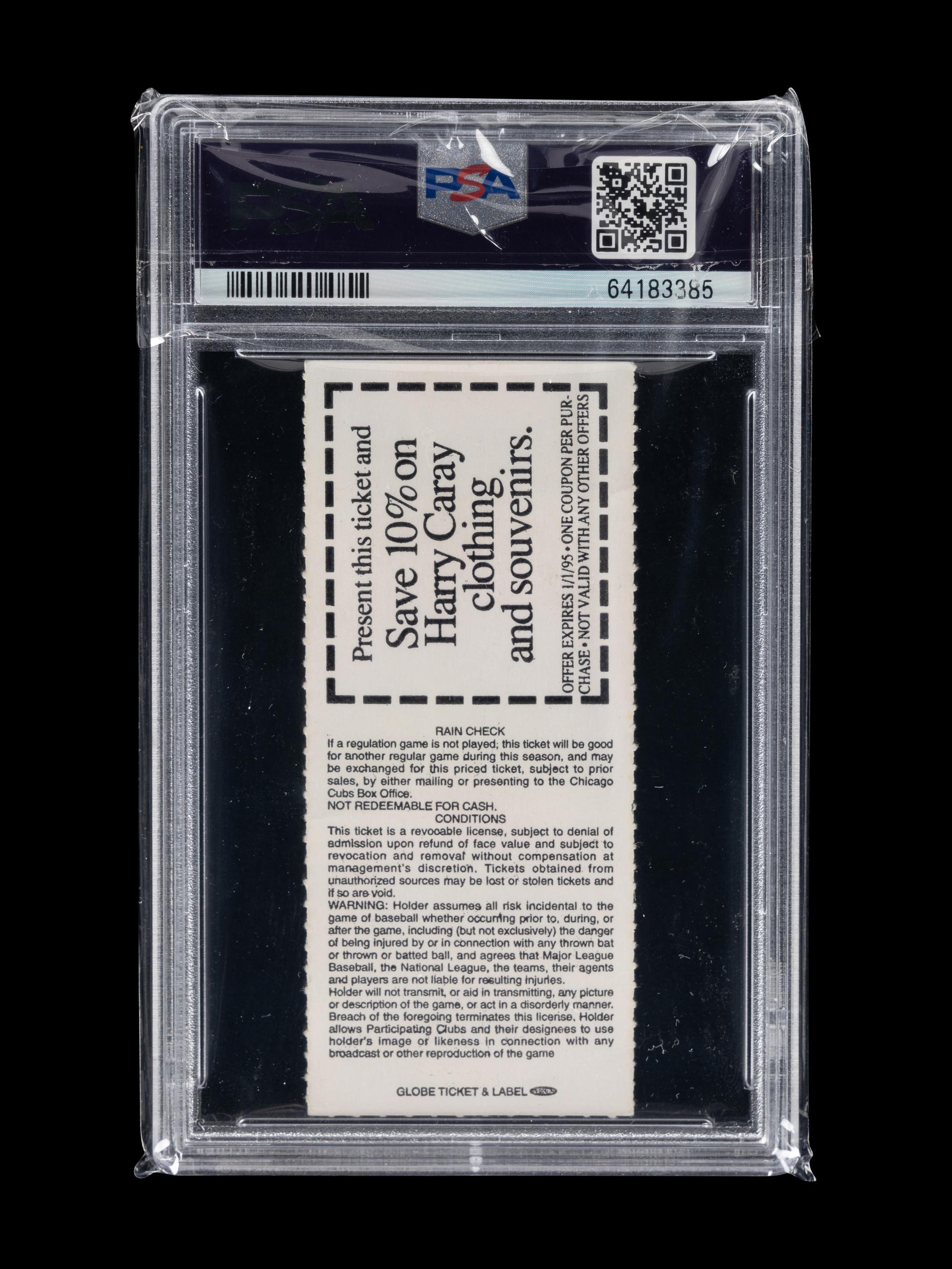 An April 7, 1994 Michael Jordan Chicago White Sox vs. Chicago Cubs Wrigley Field Ticket Stub (PSA 3 VG) and Program Scorecard (Jordan's Only MLB Game) - POP 6