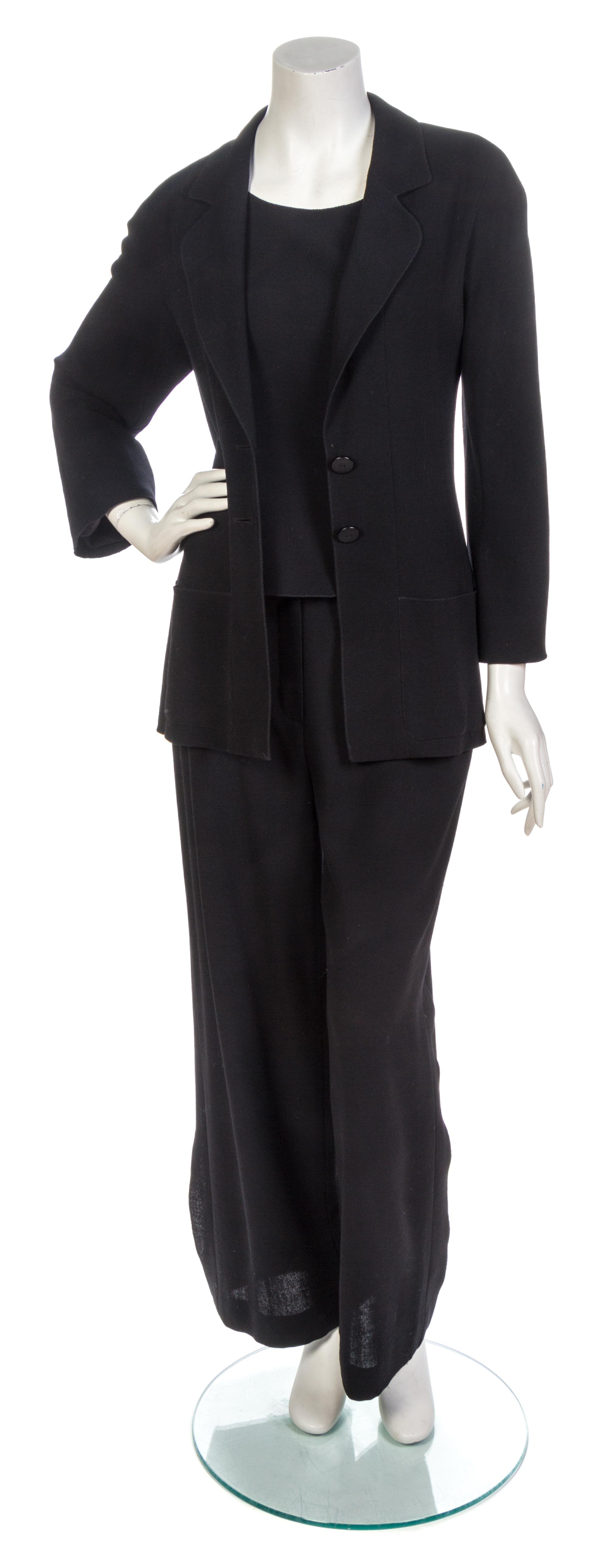 A Chanel Four Piece Black Wool Twill Ensemble,