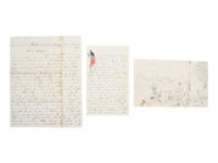 [CIVIL WAR]. Soldier's letter with drawing of "Picket life in Virginia," by Myren Herbert, 21st "Buffalo" New York Regiment, who deserted 9 months later. "Head Quarters, Camp Rogers," 5 October 1861."