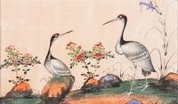 Seven Chinese Export Pith Paintings of Perched Birds and Flowers