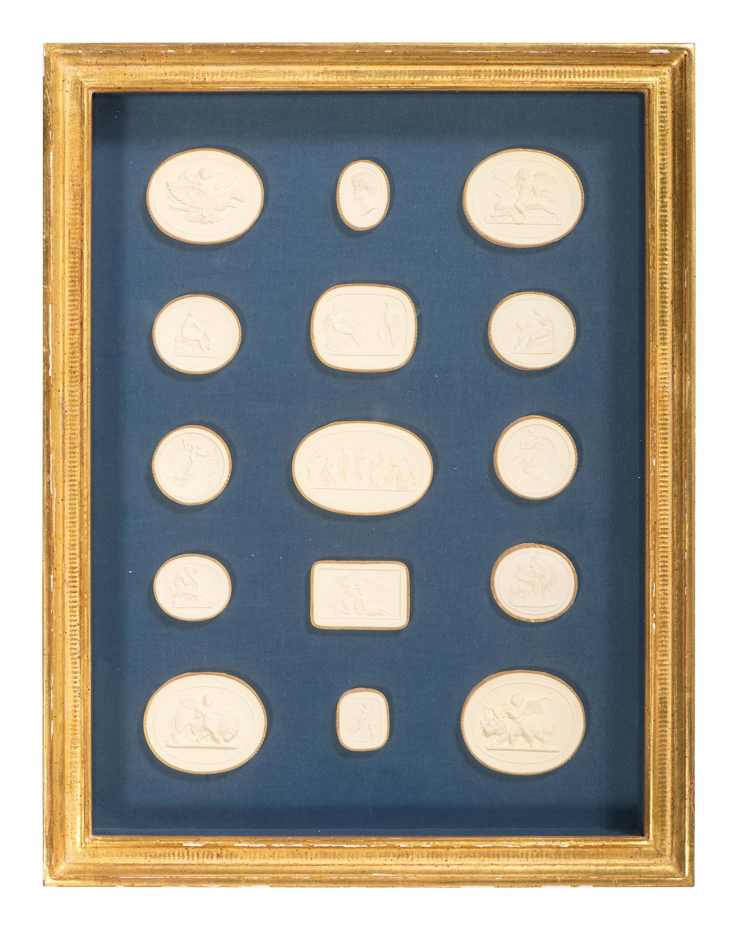 Seven Framed Groups of Grand Tour Plaster Intaglios