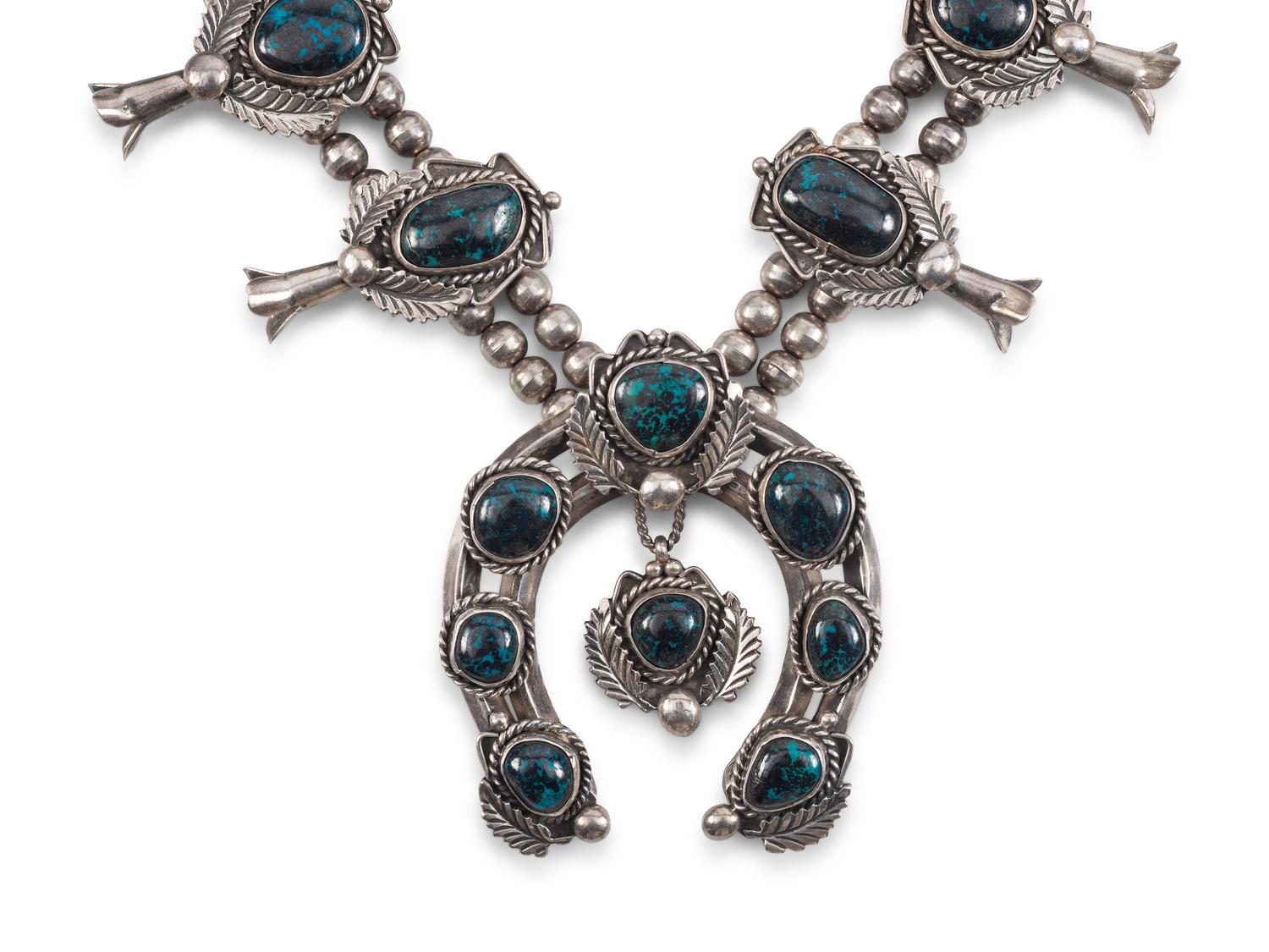Navajo Matching Squash Blossom, Cuff Bracelet, Ring, and Necklace