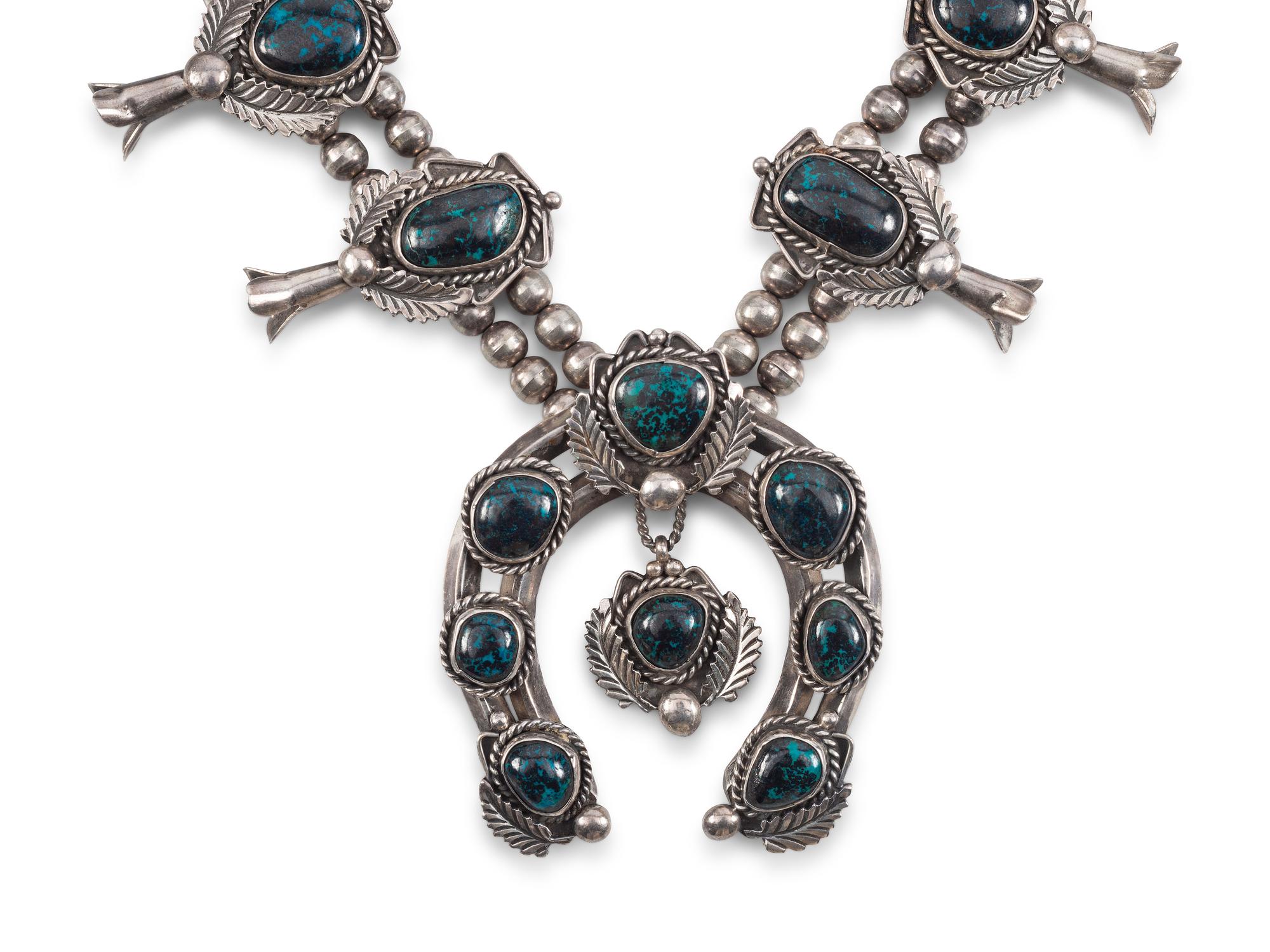 Navajo Matching Squash Blossom, Cuff Bracelet, Ring, and Necklace
