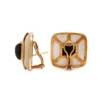 Mother-of-Pearl, Onyx, Diamond, and Yellow Gold Earrings