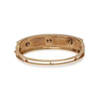 YELLOW GOLD, DIAMOND, AND CULTURED PEARL BANGLE BRACELET