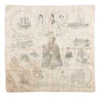 [ROYALTY]. Poster and textiles celebrating Queen Victoria and her son, Edward VII, comprising: