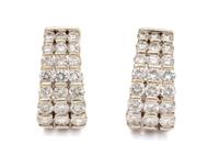 A Pair of Rhodium Plated 18 Karat Yellow Gold and Diamond Hoop Earrings, 7.00 dwts.