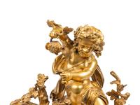 An Assembled French Gilt Bronze Mounted Marble Three-Piece Clock Garniture