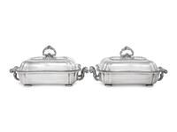 Two English Silver-Plate Covered Entrée Dishes