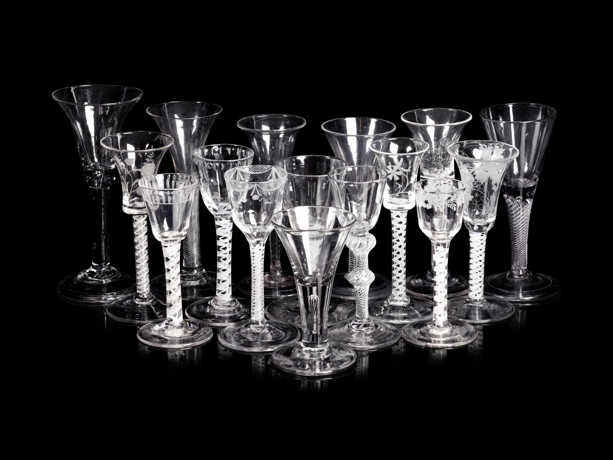 A Collection of English Twist-Stem Wine Glasses