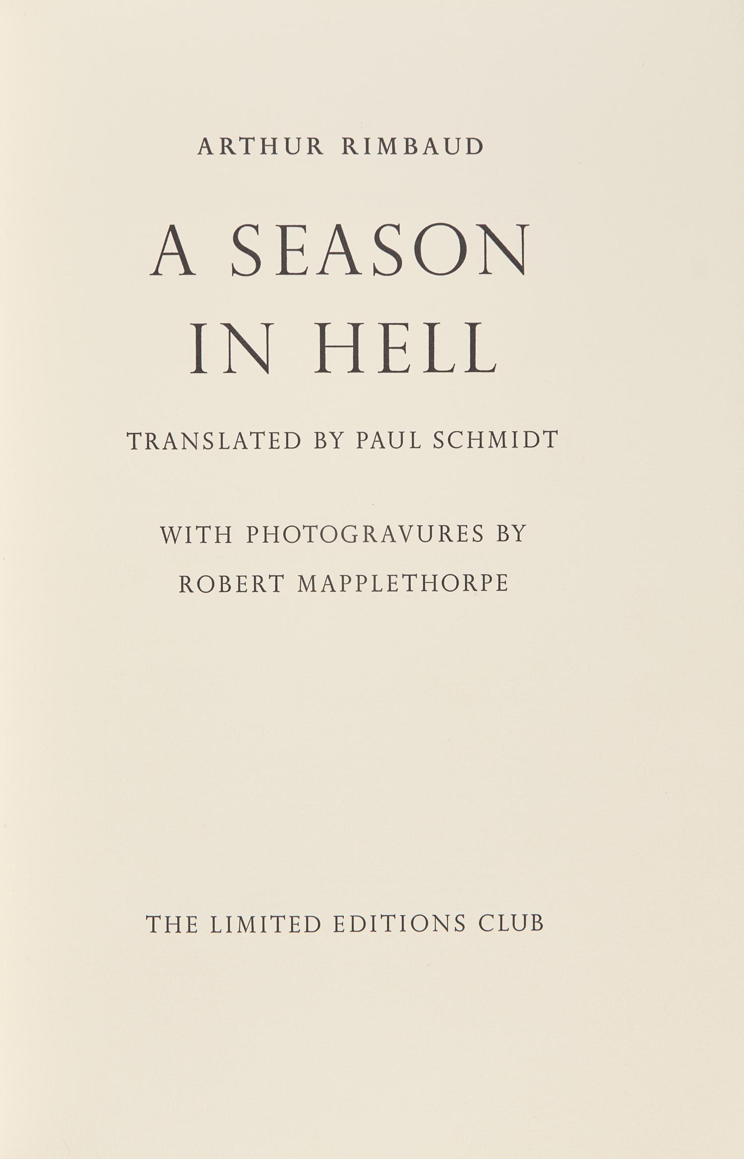 [Art] [Mapplethorpe, Robert] Rimbaud, Arthur. A Season in Hell