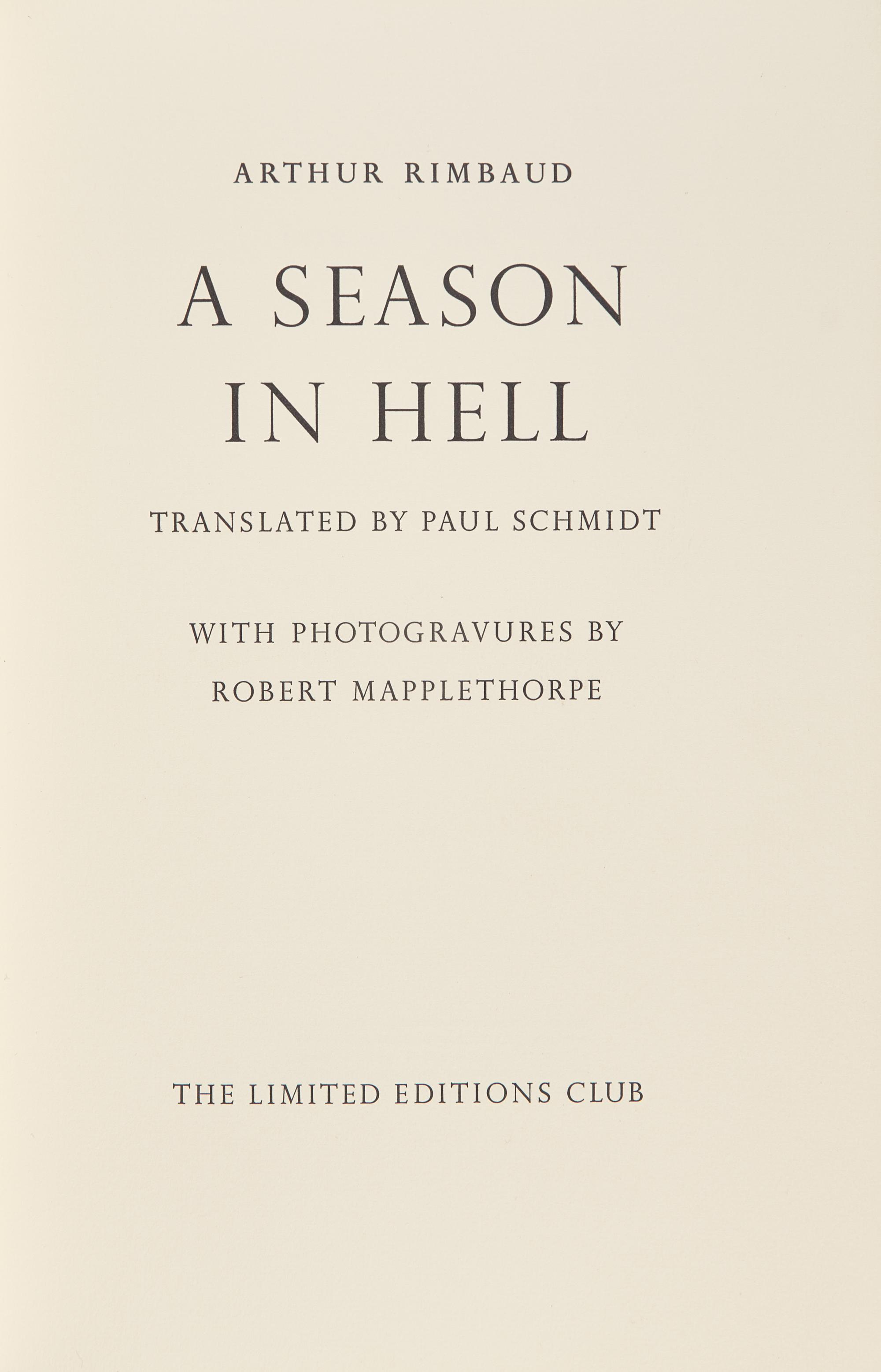 [Art] [Mapplethorpe, Robert] Rimbaud, Arthur. A Season in Hell