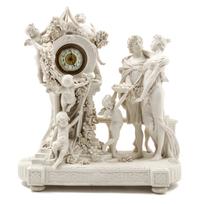 An Austrian Bisque Porcelain Figural Mantel Clock Height 14 1/2 x width 13 1/4 inches. — EARLY 20TH CENTURY