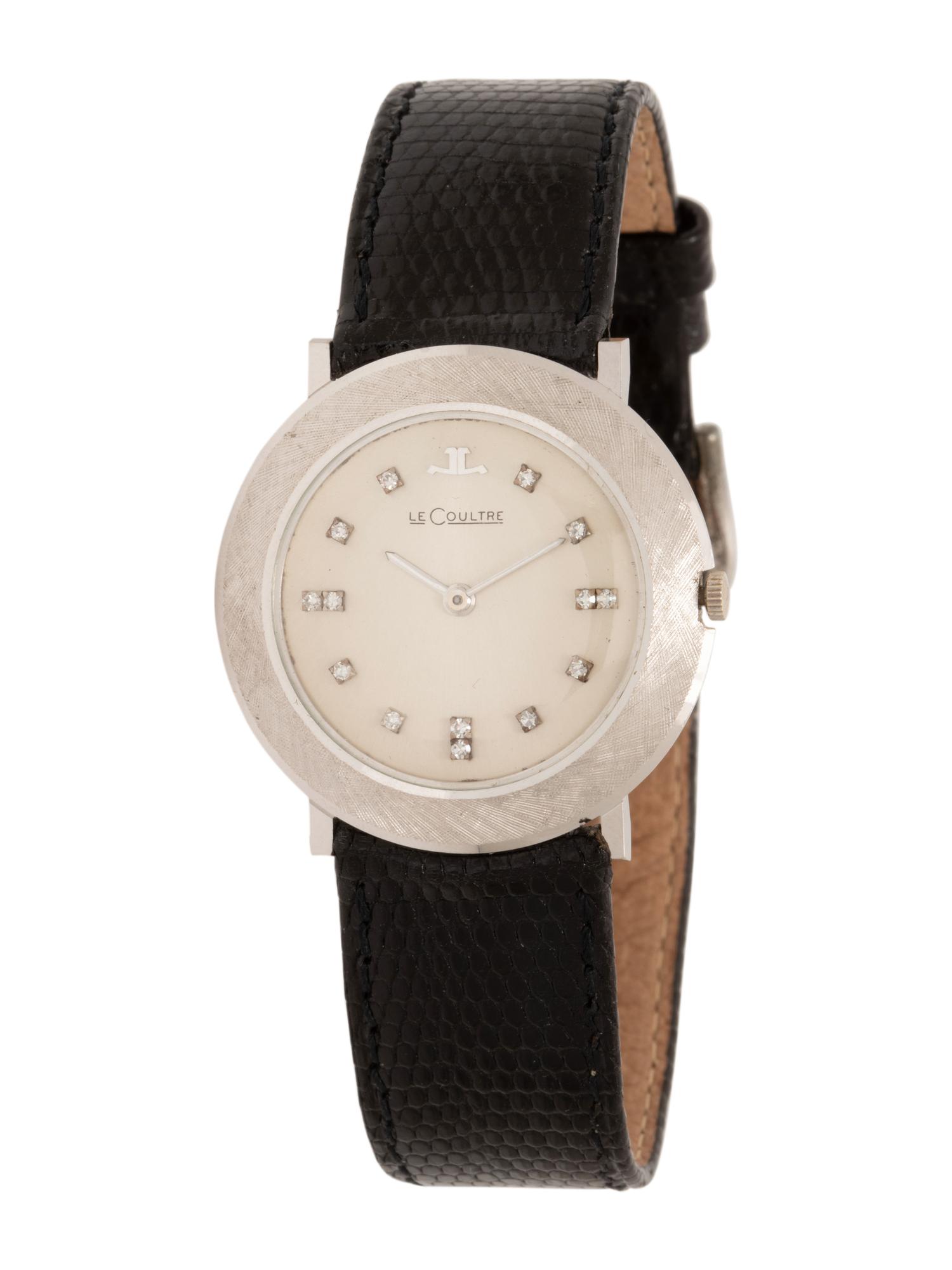 LeCOULTRE, VINTAGE, 14K WHITE GOLD AND DIAMOND WRISTWATCH
