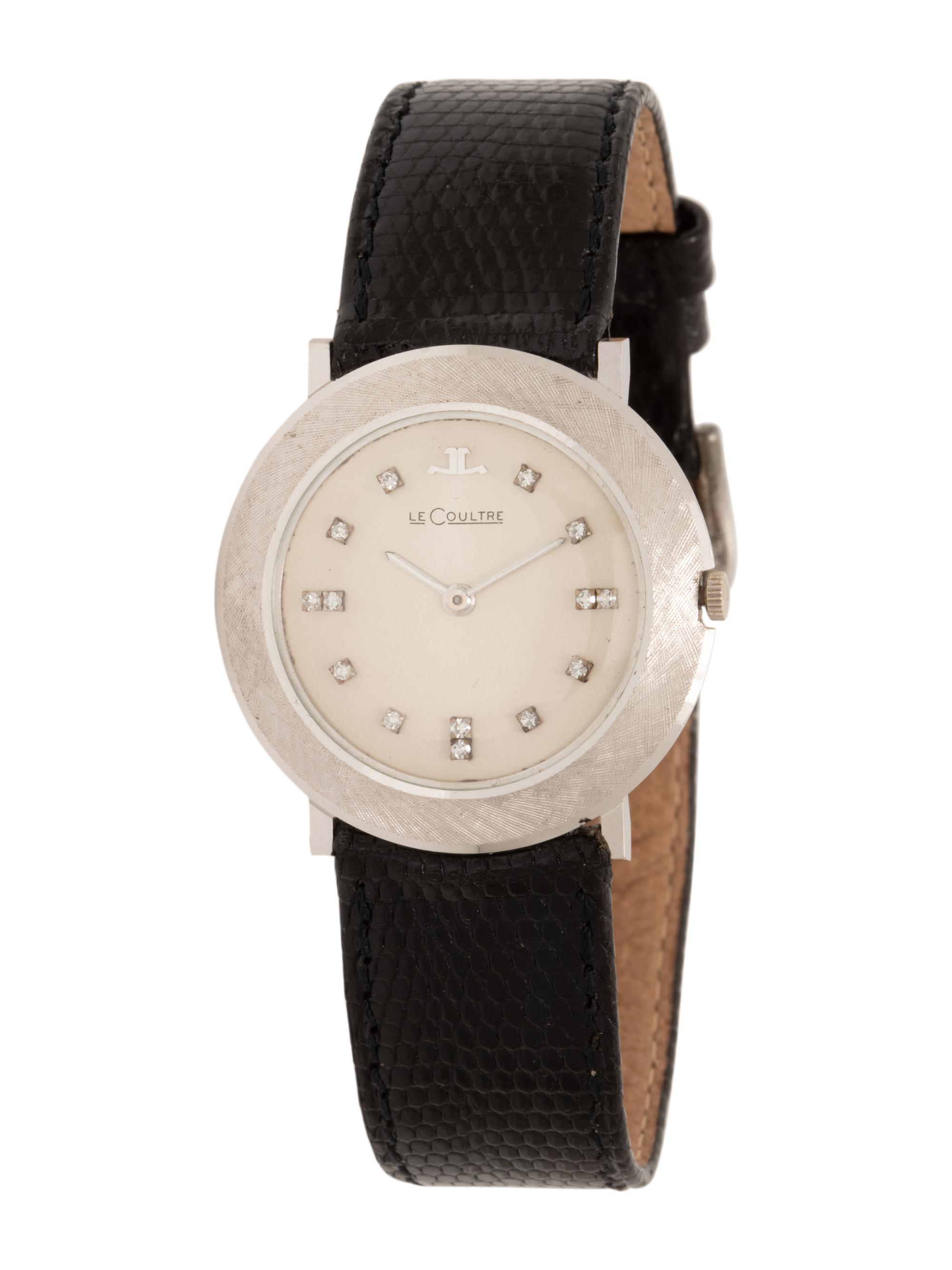 LeCOULTRE, VINTAGE, 14K WHITE GOLD AND DIAMOND WRISTWATCH