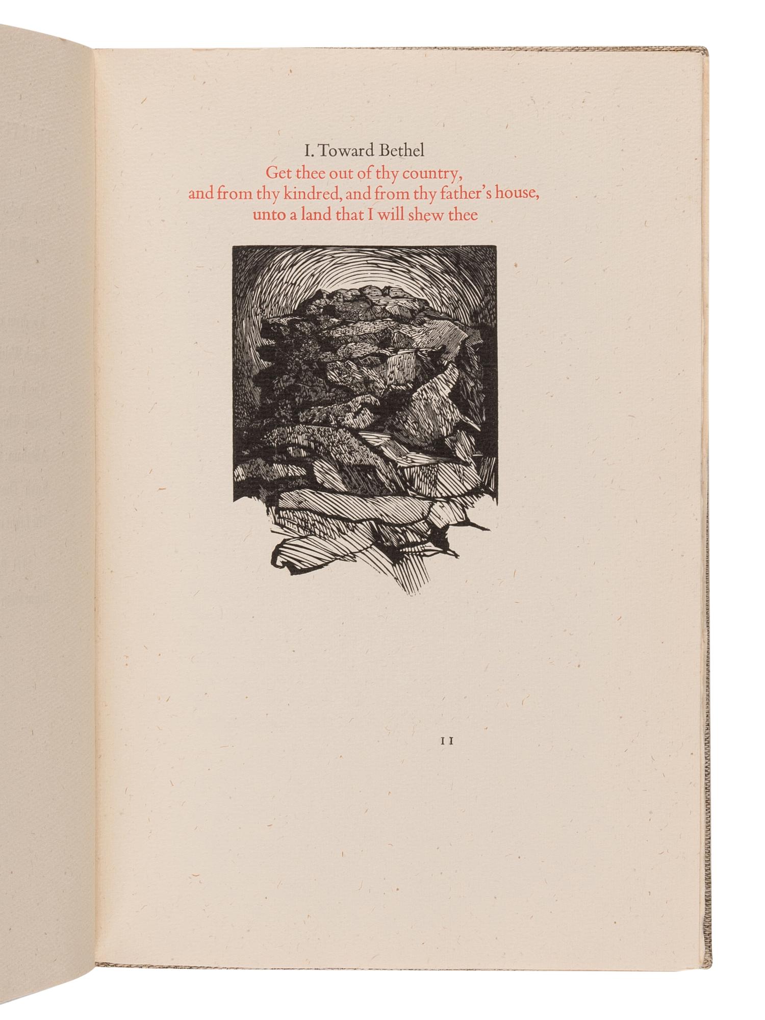 [MOSER, Barry, illustrator]. SMYTH, Paul (1944-2006). Thistles and Thorns: Abraham and Sarah at Bethel . Omaha: Printed by Harry Duncan at Abattoir Editions / University of Nebraska, 1977.