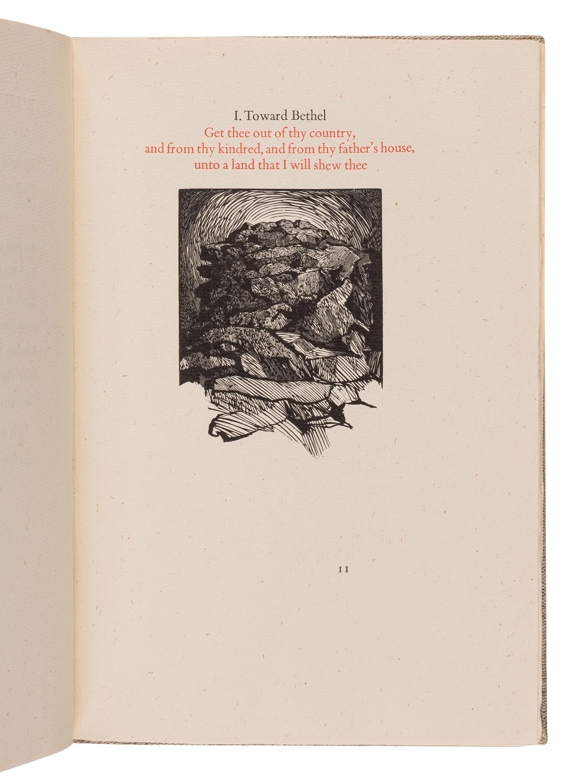 [MOSER, Barry, illustrator]. SMYTH, Paul (1944-2006). Thistles and Thorns: Abraham and Sarah at Bethel . Omaha: Printed by Harry Duncan at Abattoir Editions / University of Nebraska, 1977.