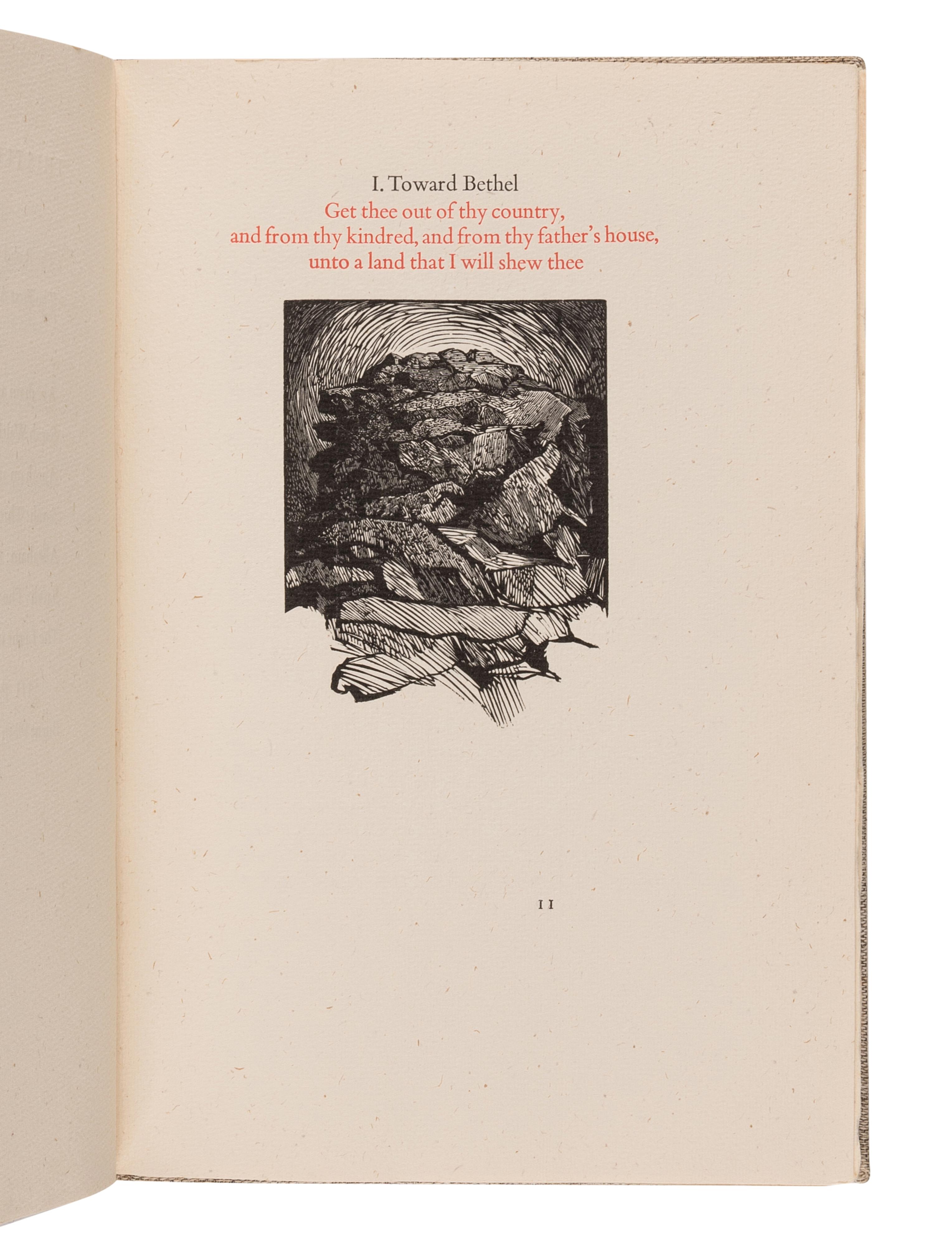 [MOSER, Barry, illustrator]. SMYTH, Paul (1944-2006). Thistles and Thorns: Abraham and Sarah at Bethel . Omaha: Printed by Harry Duncan at Abattoir Editions / University of Nebraska, 1977.