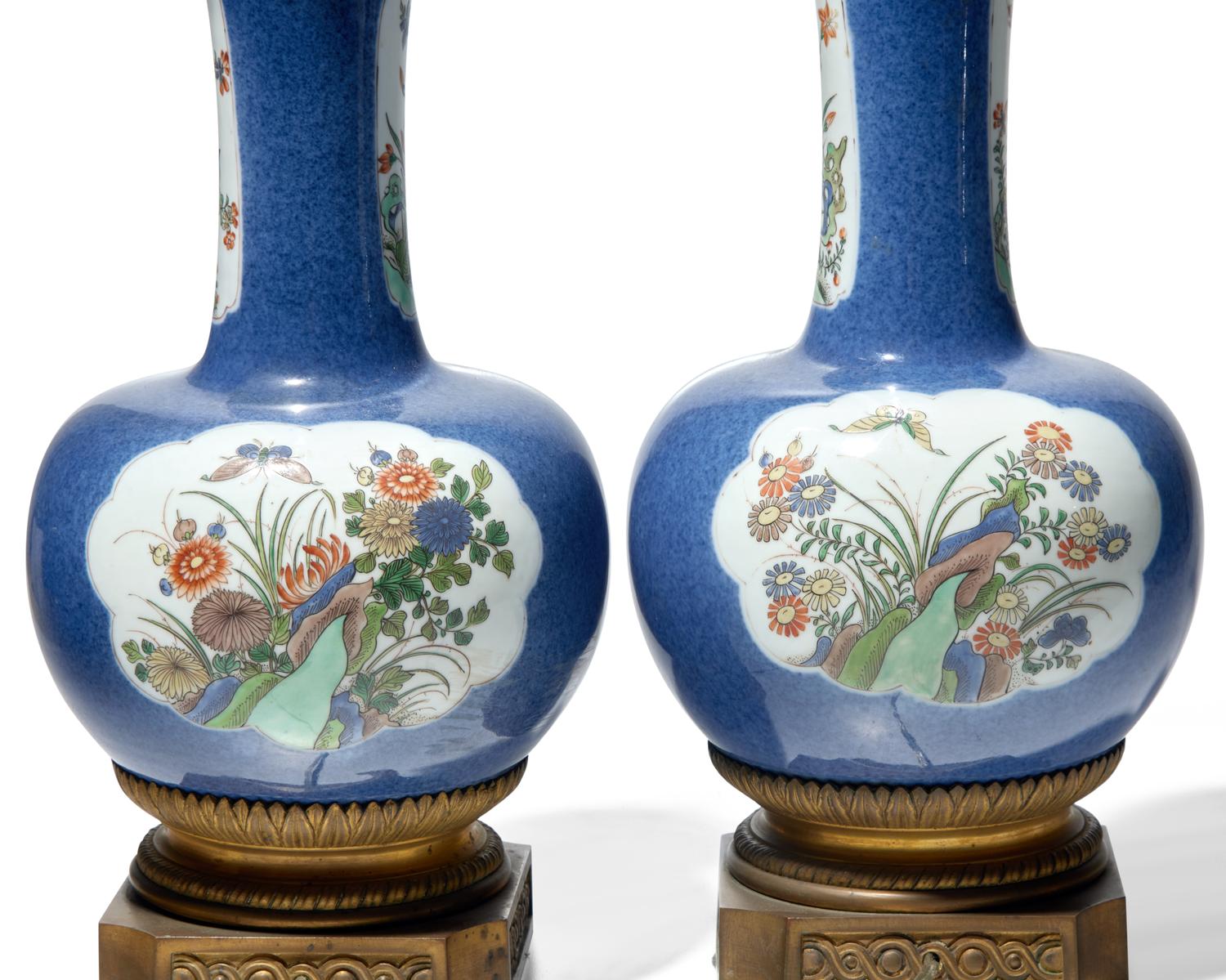A Chinese porcelain three-piece garniture, 19th century and later