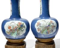 A Chinese porcelain three-piece garniture, 19th century and later