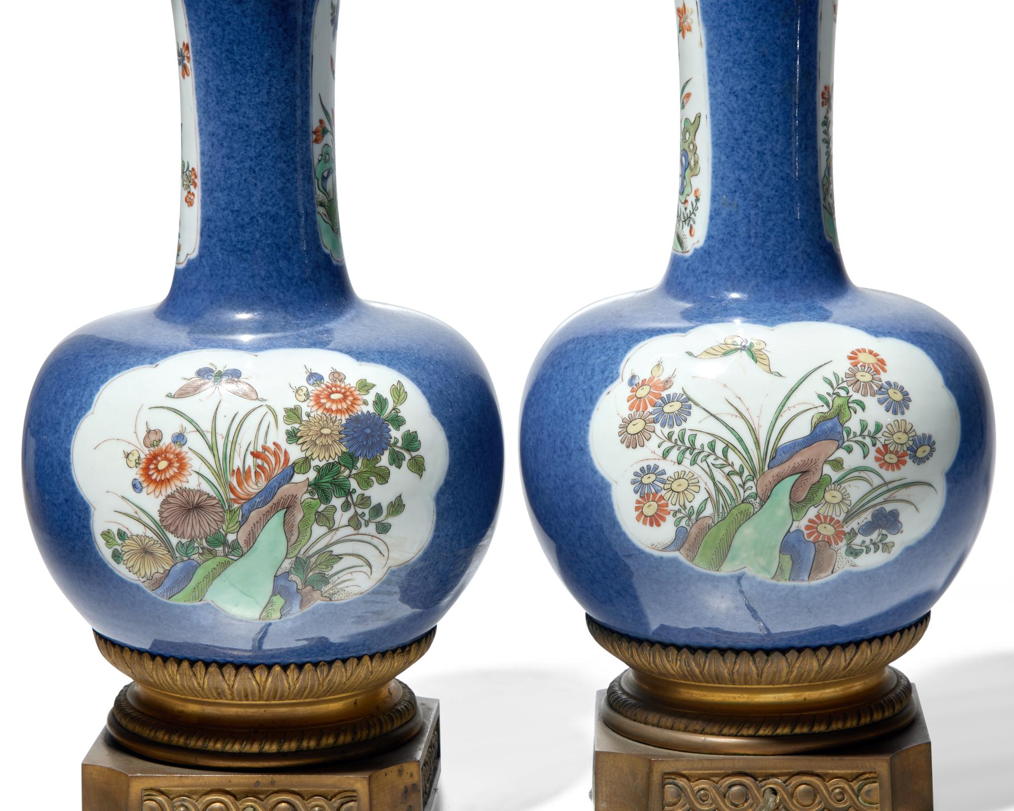 A Chinese porcelain three-piece garniture, 19th century and later