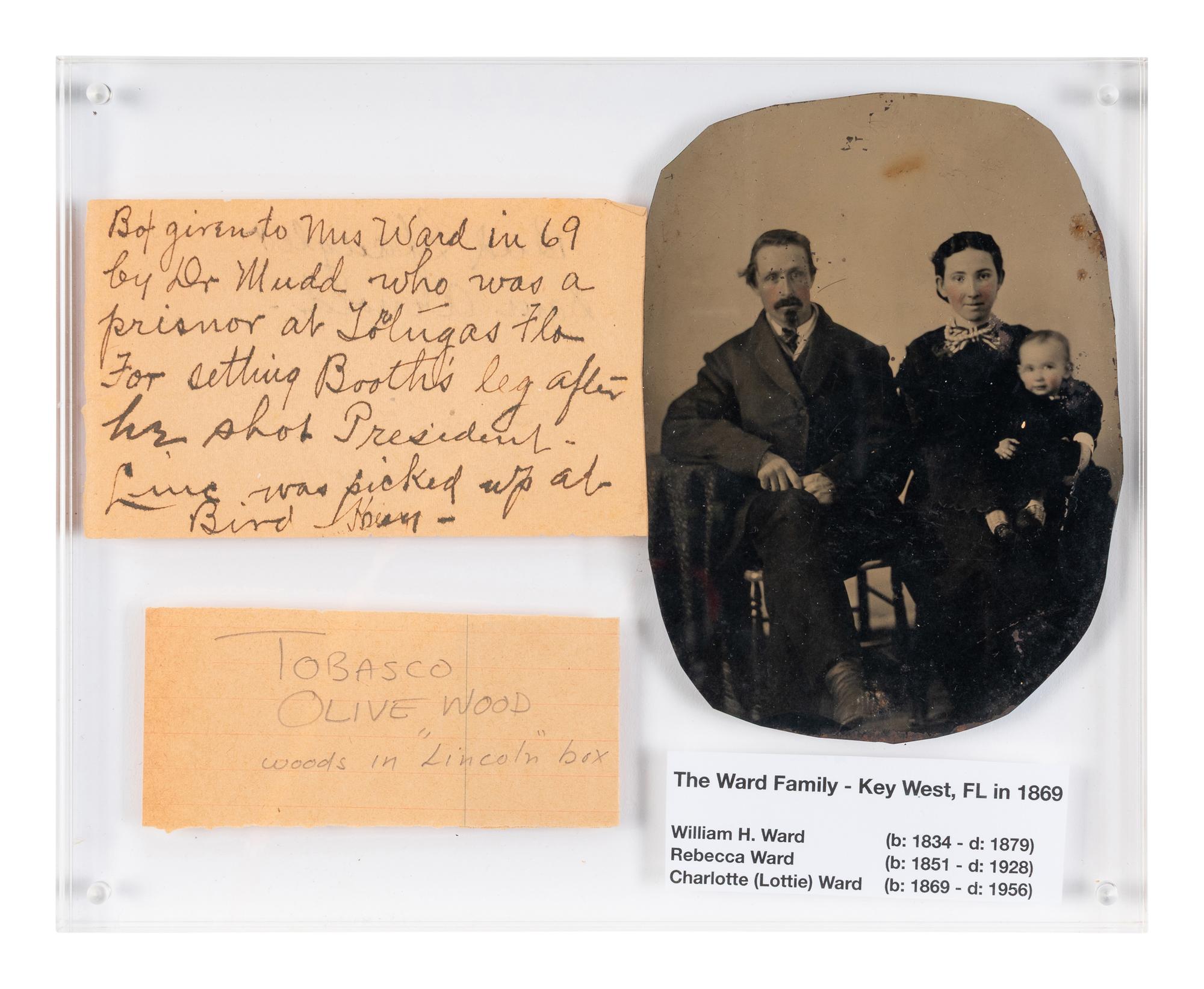 [LINCOLN CONSPIRATORS]. A marquetry box constructed by Lincoln conspirator Dr. Samuel Mudd while imprisoned at Fort Jefferson, ca 1867.