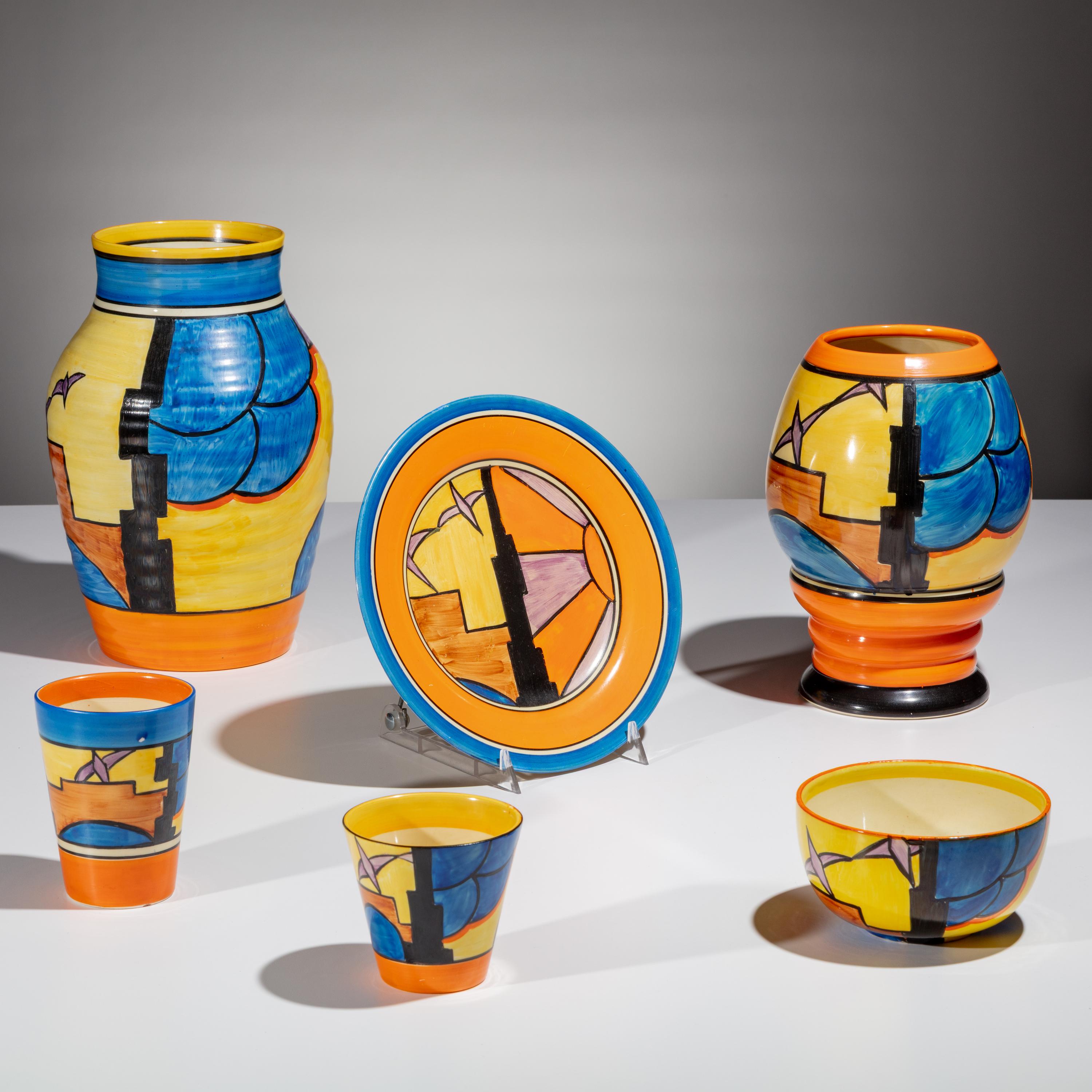 Clarice Cliff (English, 1899–1972) — Sunray pattern group of 6