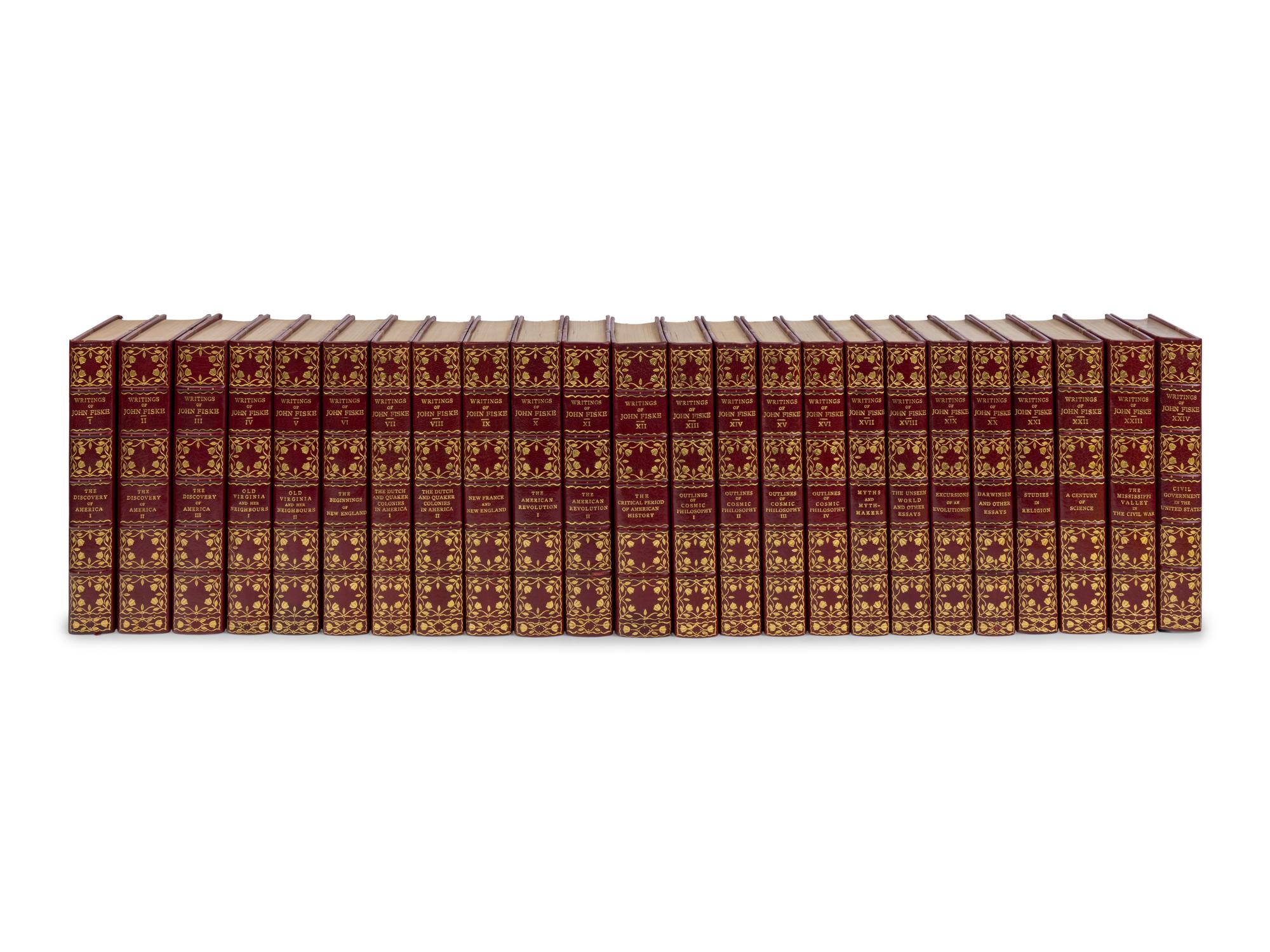 [BINDINGS & SETS]. FISKE, John (1842-1901). Writings. Cambridge: Printed at the Riverside Press, 1902.