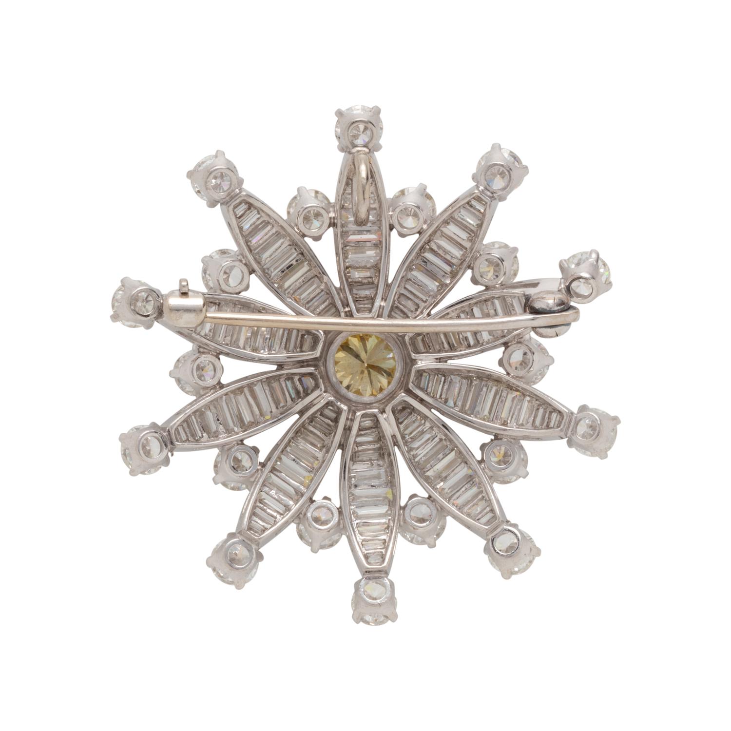 FANCY INTENSE YELLOW DIAMOND AND DIAMOND PENDANT/BROOCH