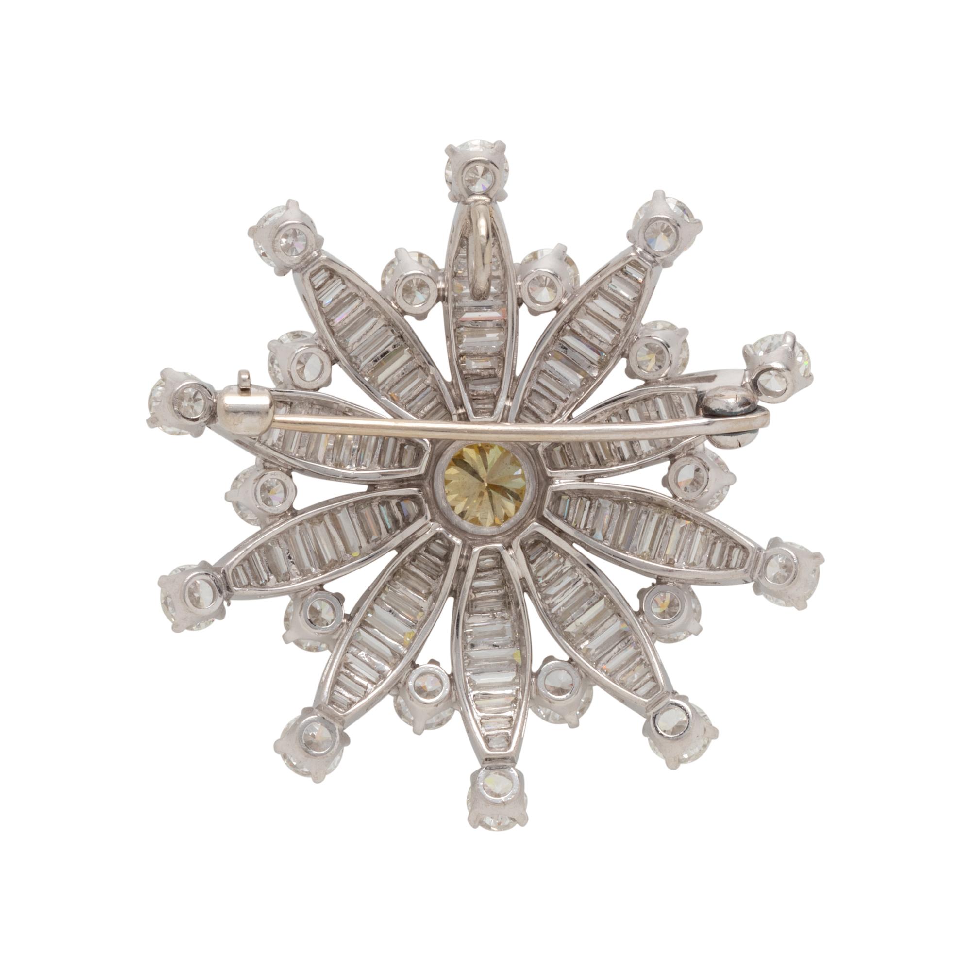FANCY INTENSE YELLOW DIAMOND AND DIAMOND PENDANT/BROOCH