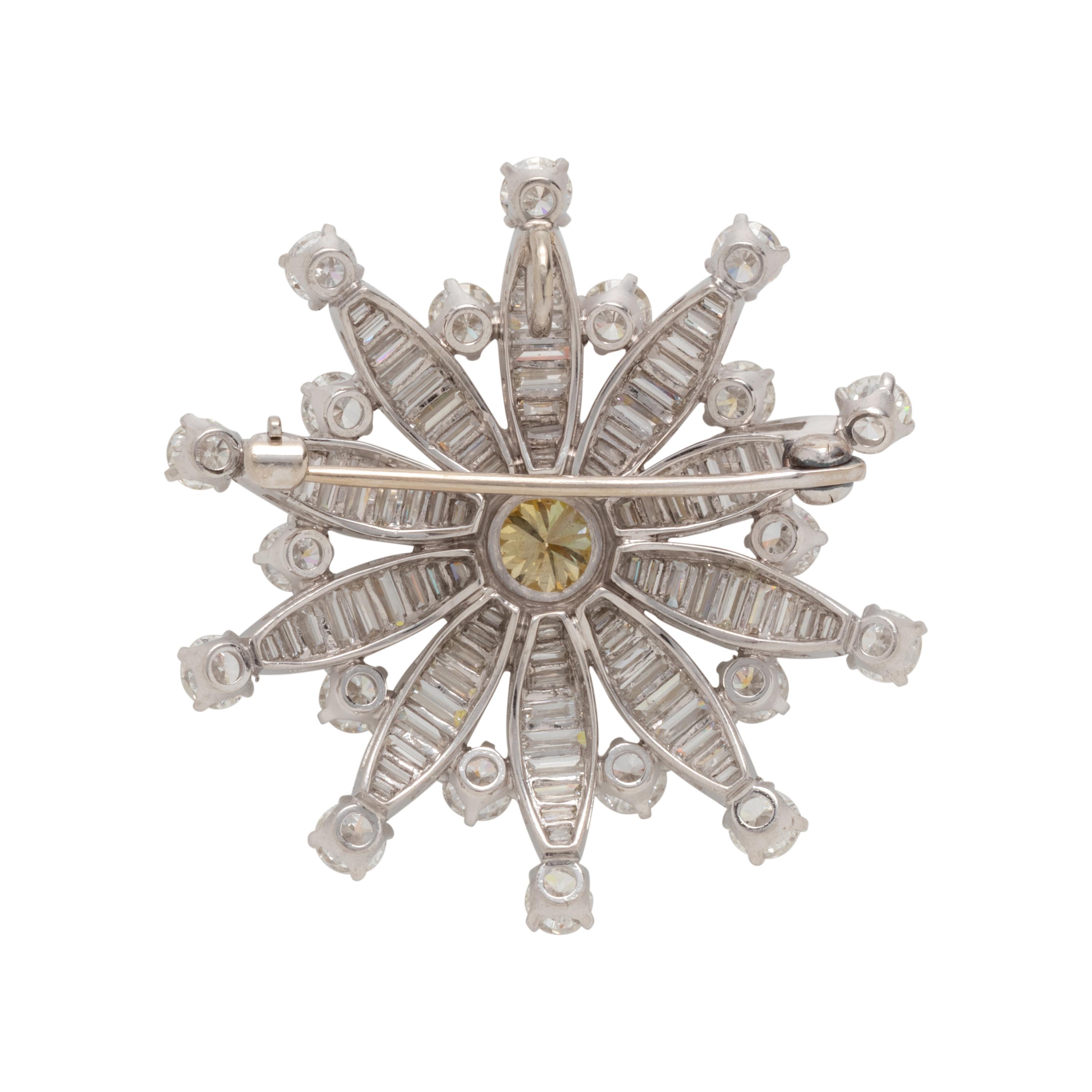 FANCY INTENSE YELLOW DIAMOND AND DIAMOND PENDANT/BROOCH