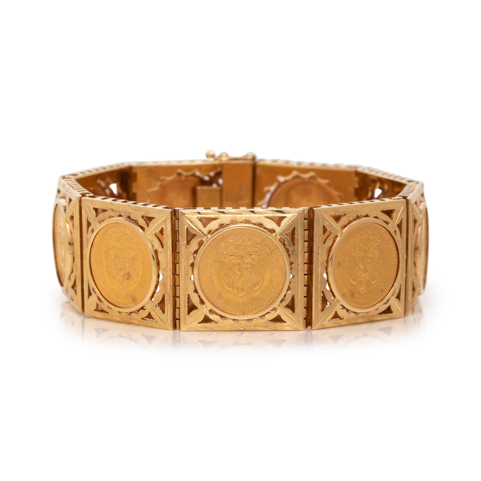 YELLOW GOLD AND COIN BRACELET
