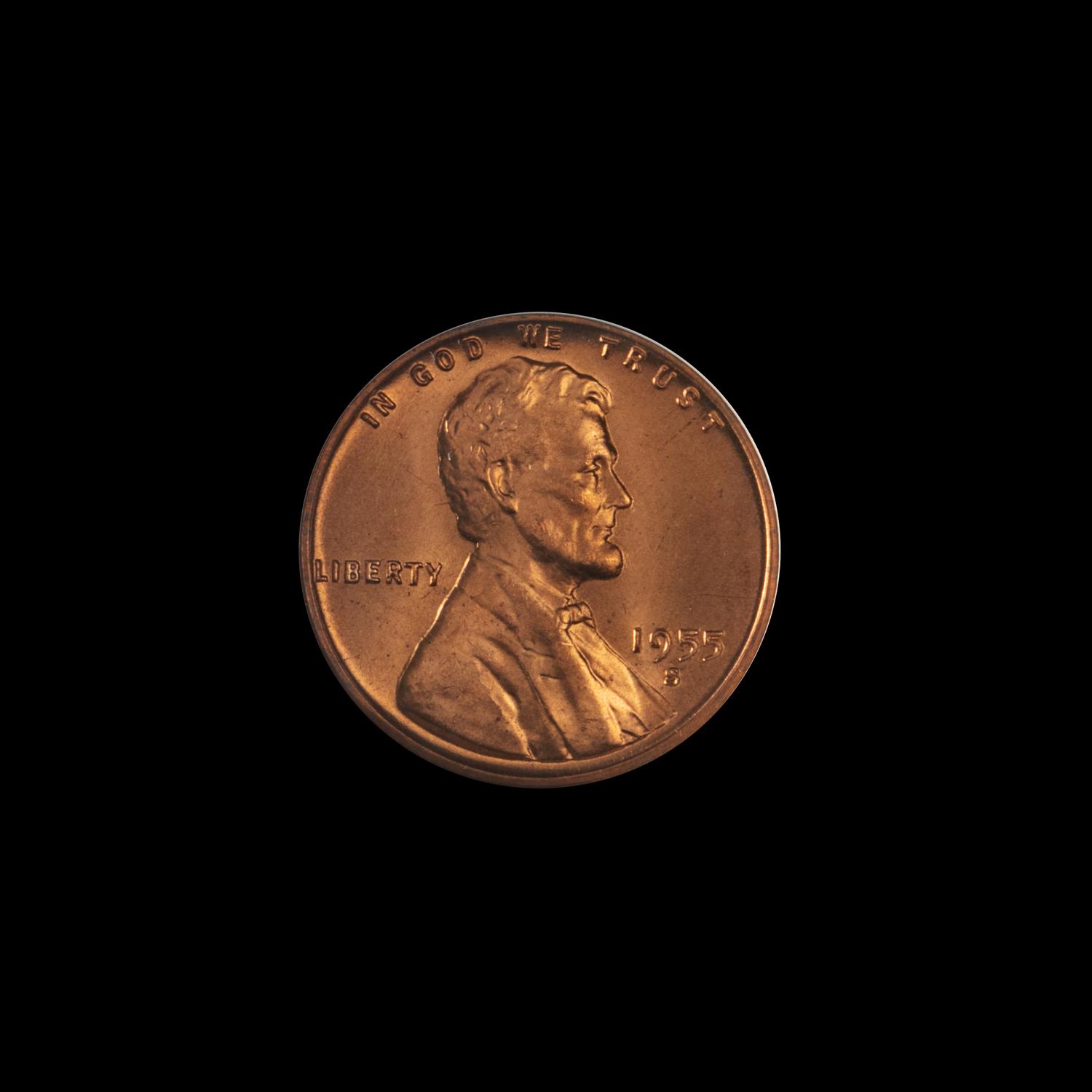 A United States 1955-S Lincoln 1c Coin — NGC GRADED MS67 RD