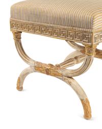 A North European Neoclassical Painted and Parcel-Gilt Stool