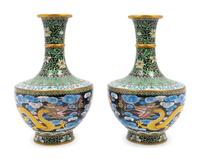 A Pair of Chinese Cloisonne Vases — 20TH CENTURY