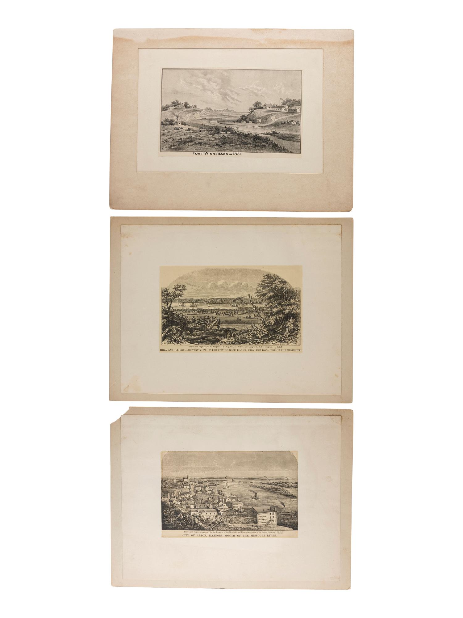 [CHICAGO]. A group of engravings and prints of Chicago and other areas of Illinois.