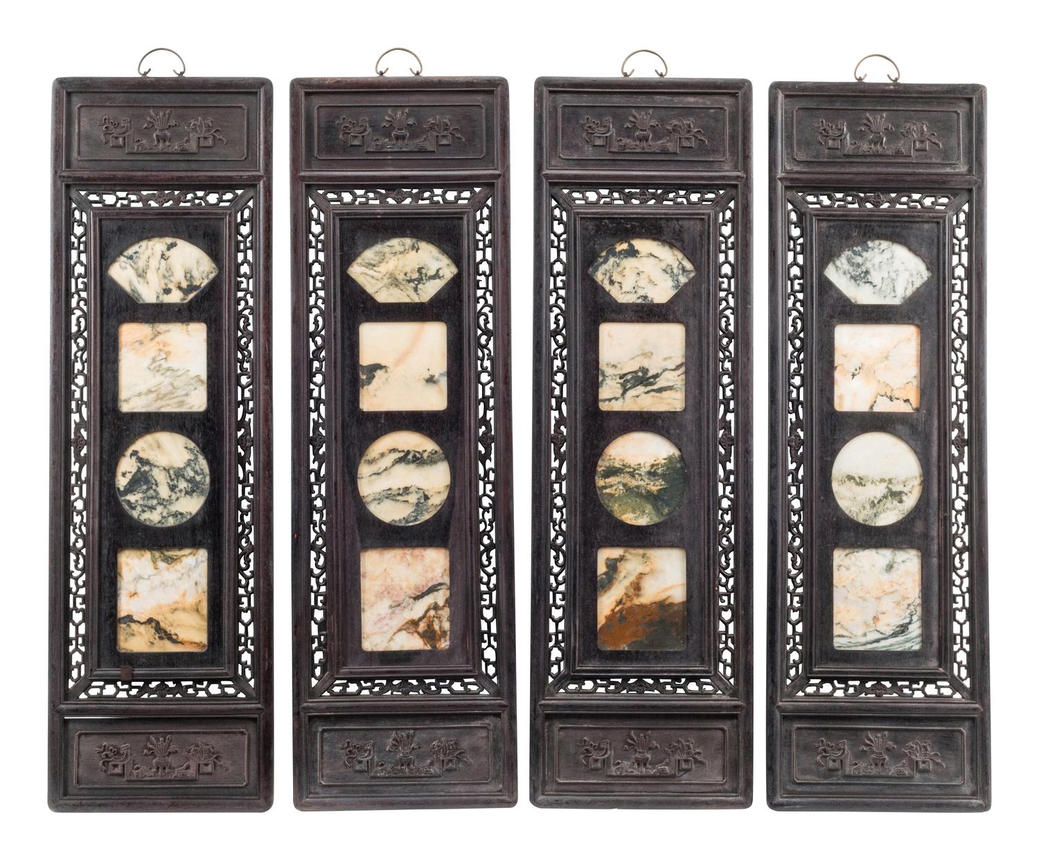 A Set of Four Framed Chinese Marble Panels