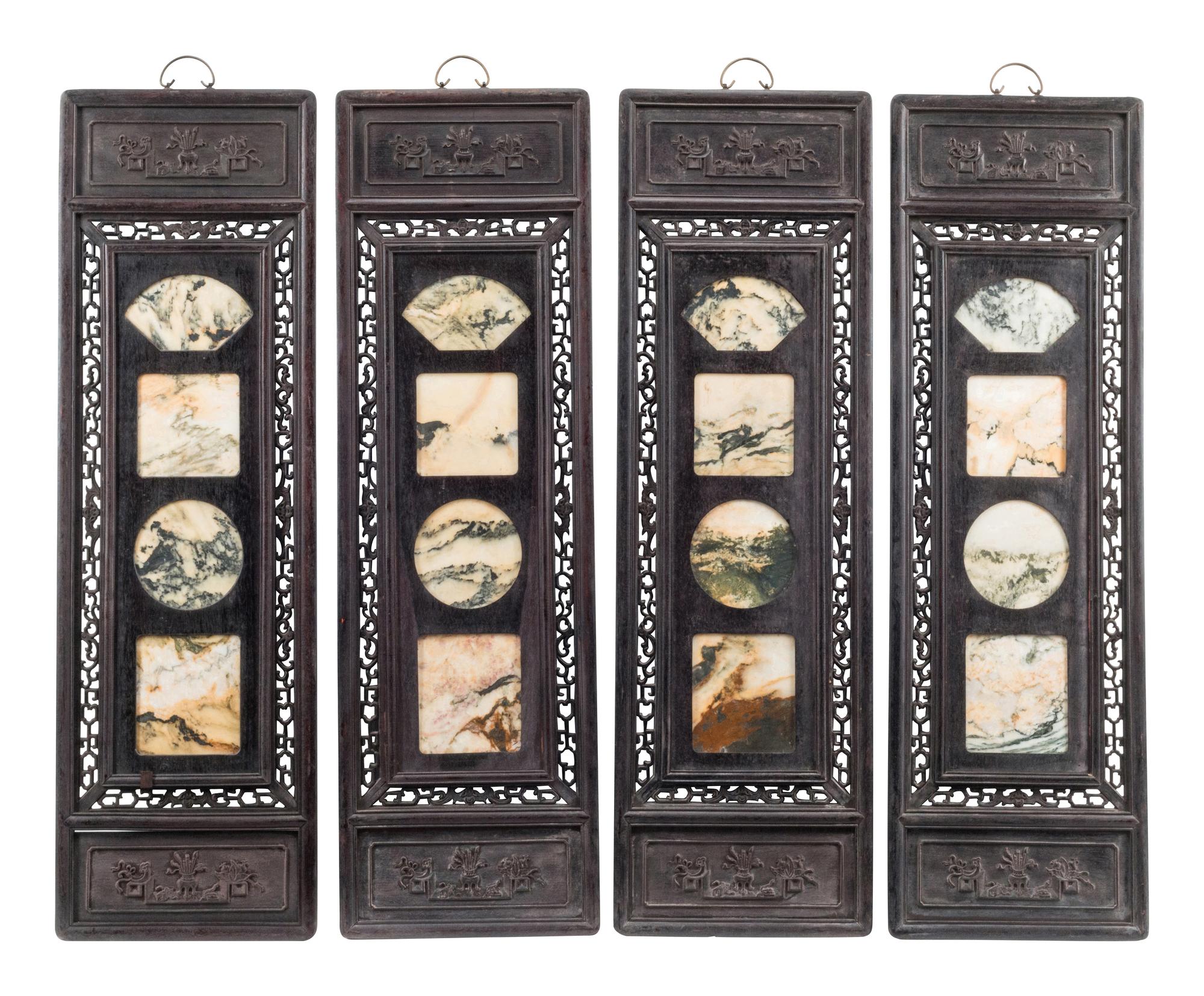 A Set of Four Framed Chinese Marble Panels