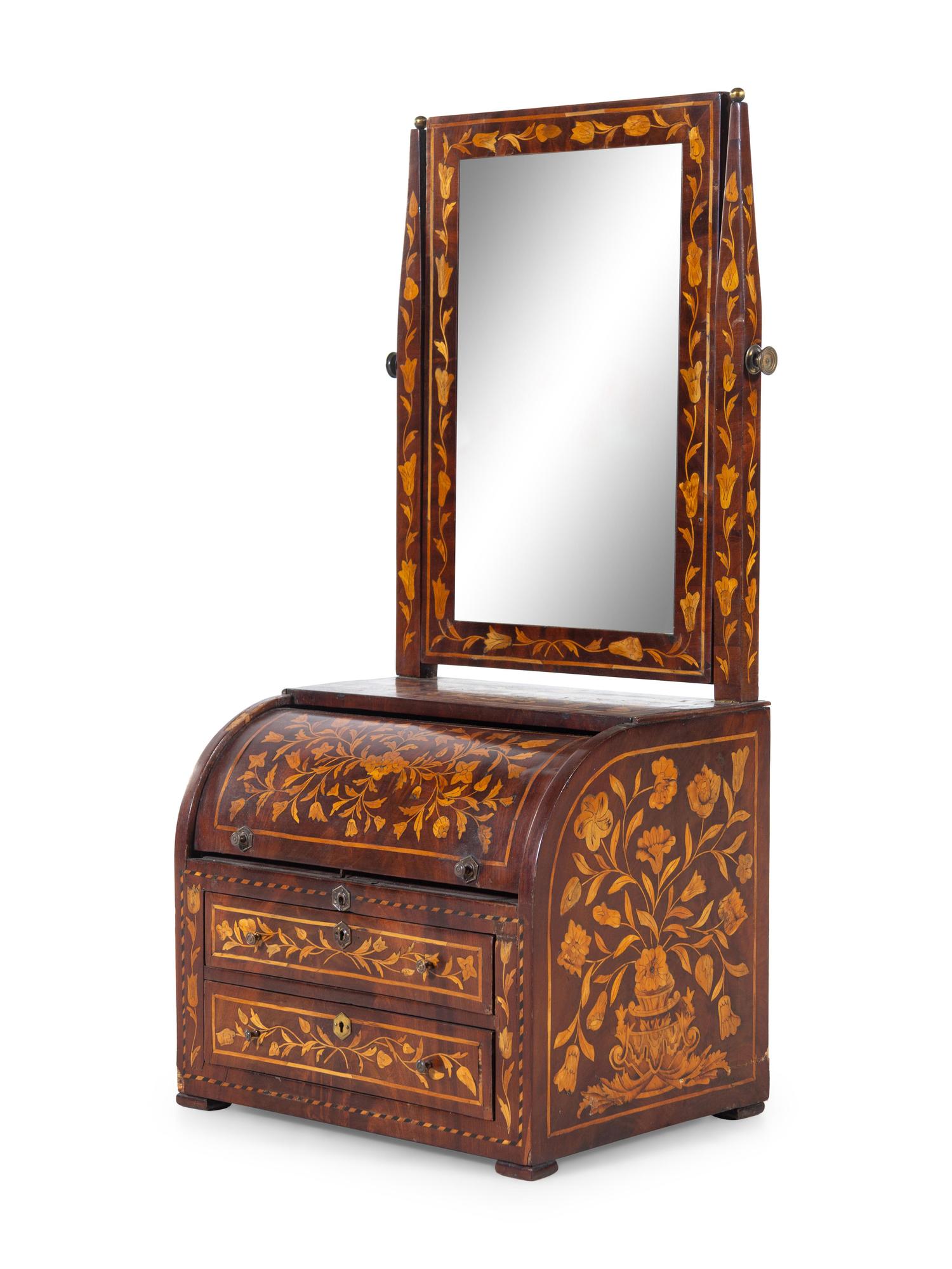 A Continental Marquetry Dressing Mirror
