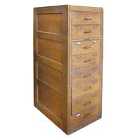 An Oak Eight Drawer Filing Cabinet 18" W x 27" D x 51.5" H — United States, Circa 1910