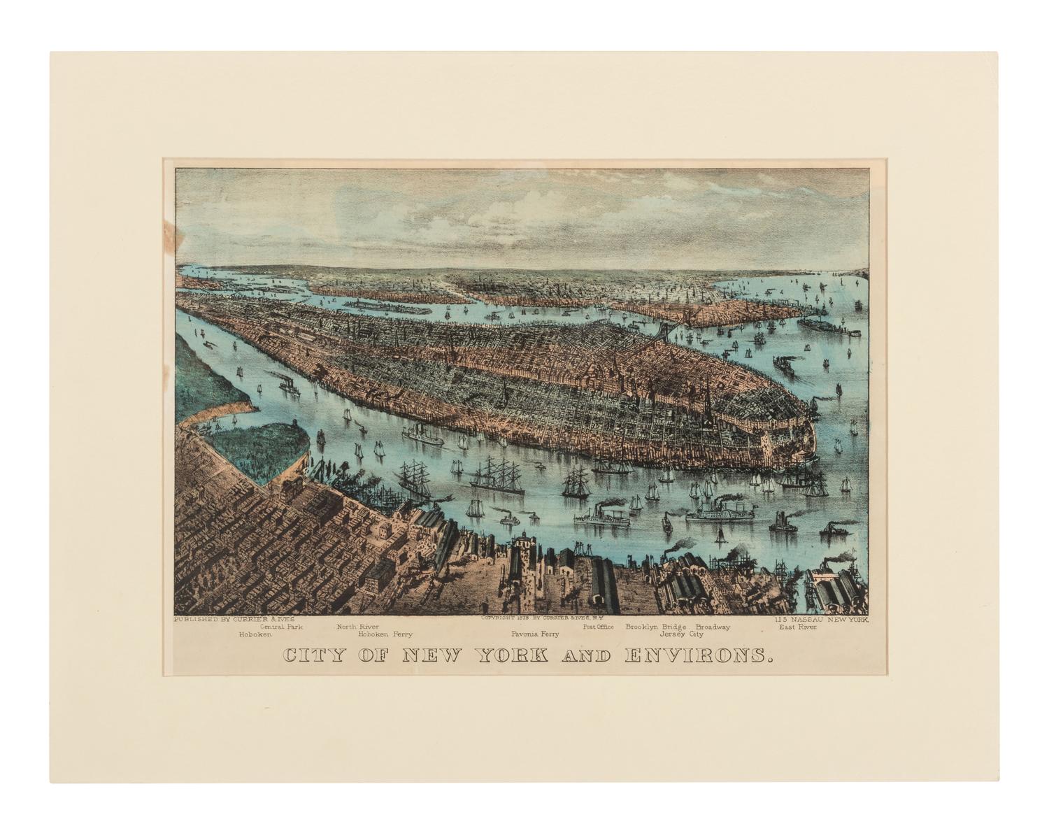 [NEW YORK SCENES] -- CURRIER and IVES, publishers City of New York and Environs, 1875. (G.1226). -- The Narrows, New York Bay. From Staten Island, n.d. (G.4760).