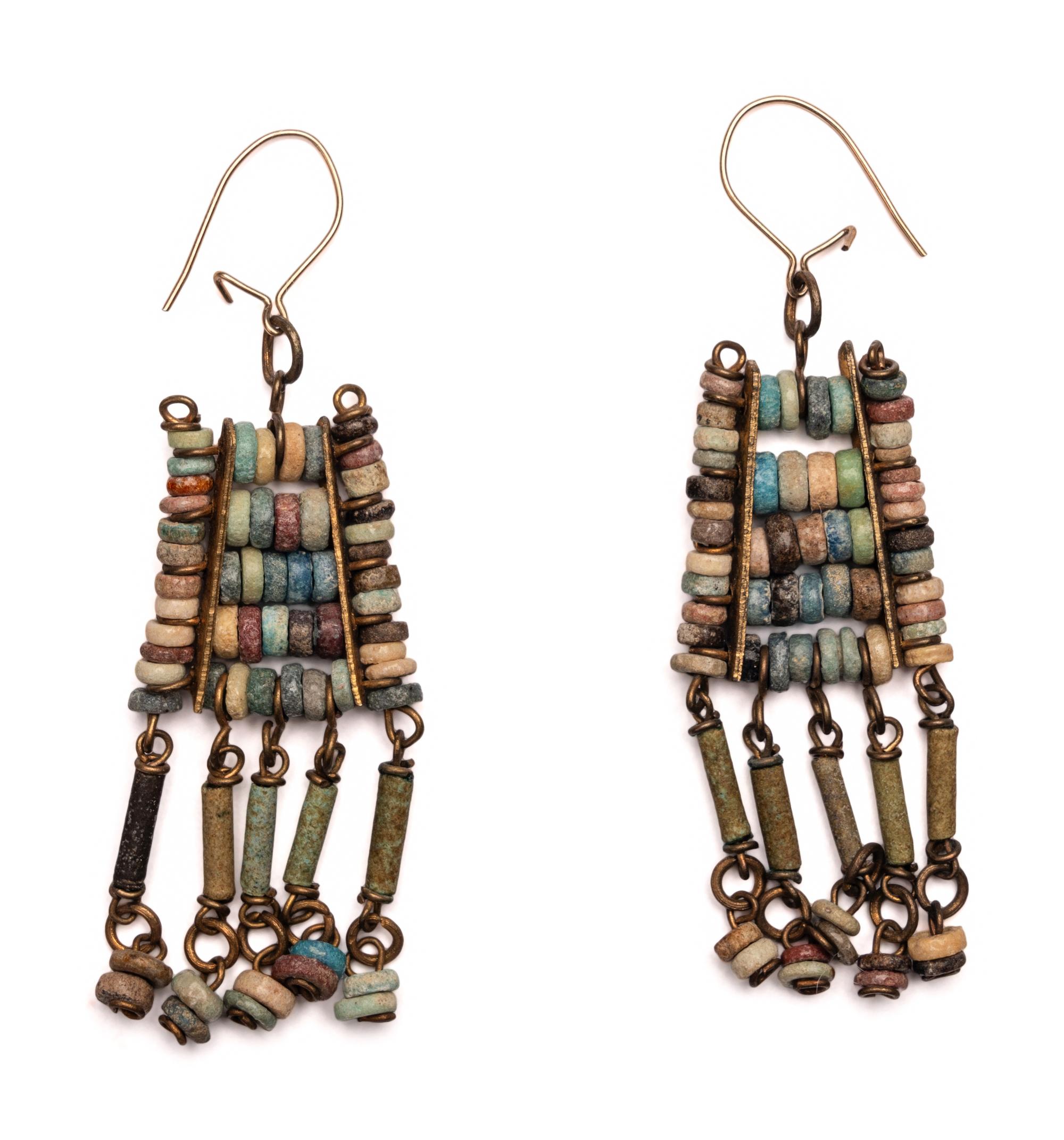 Two Egyptian Bead and Faience Necklaces and Earrings