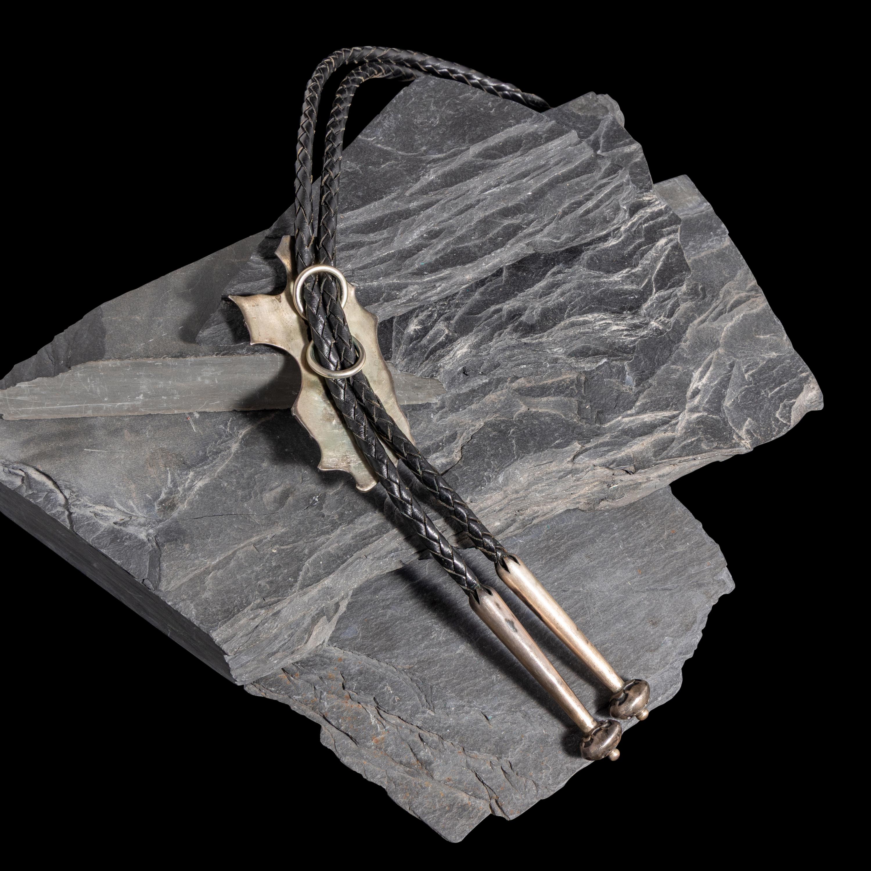Roy Talahaftewa (Hopi, b. 1955) — Sterling Silver Overlay Snake Dancer Bolo Tie