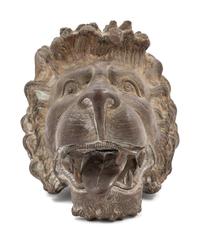 A Continental Bronze Lion Head Spout