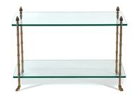 A Contemporary Bronze and Glass Two-Tier Occasional Table