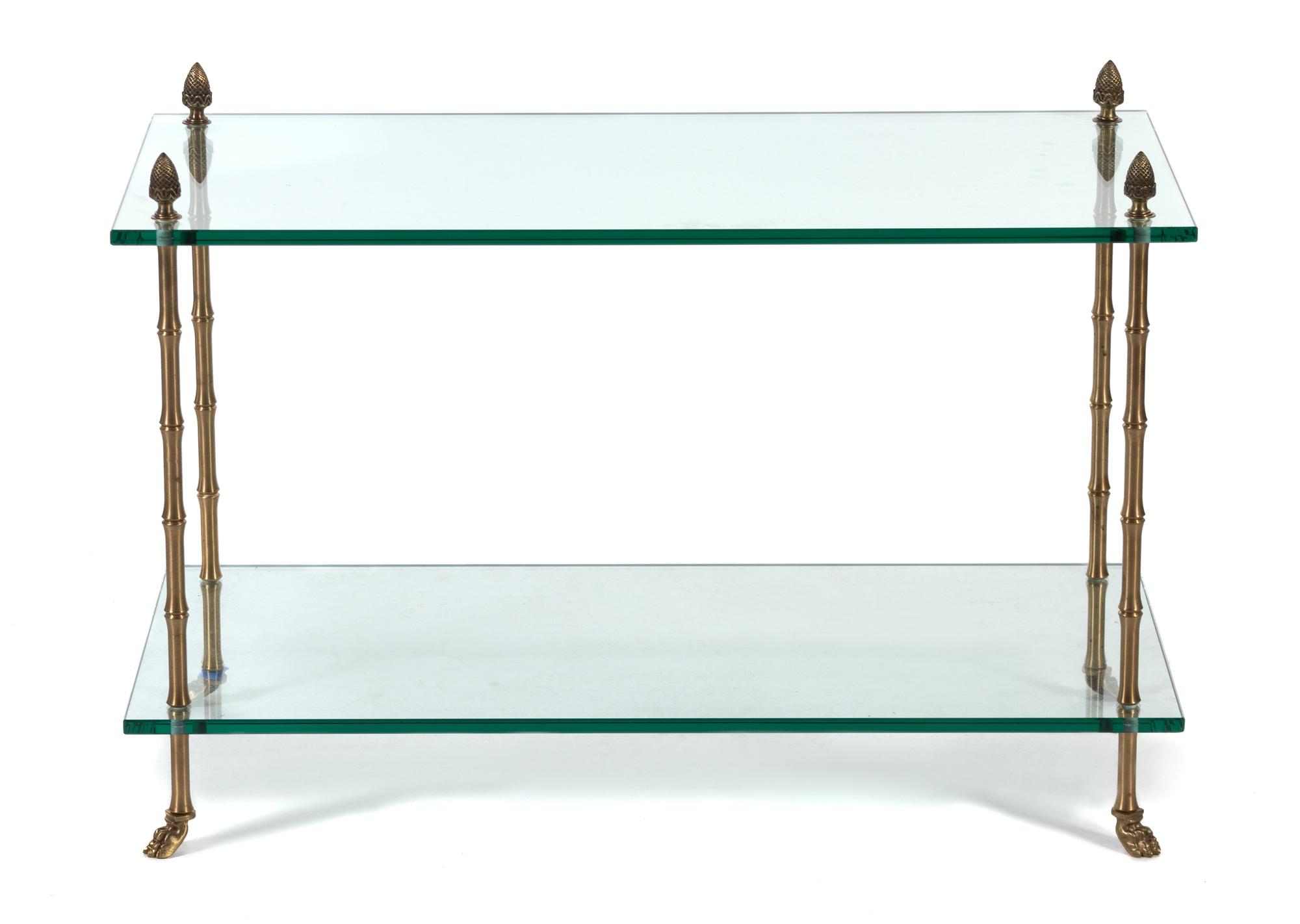 A Contemporary Bronze and Glass Two-Tier Occasional Table